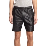 Simple Classic Fashion Black Leather Shorts for Men