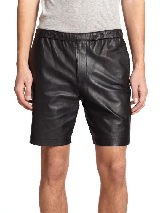 Simple Classic Fashion Black Leather Shorts for Men