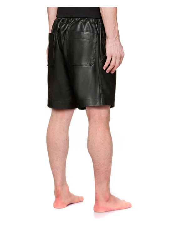 Simple Classic Fashion Black Leather Shorts for Men