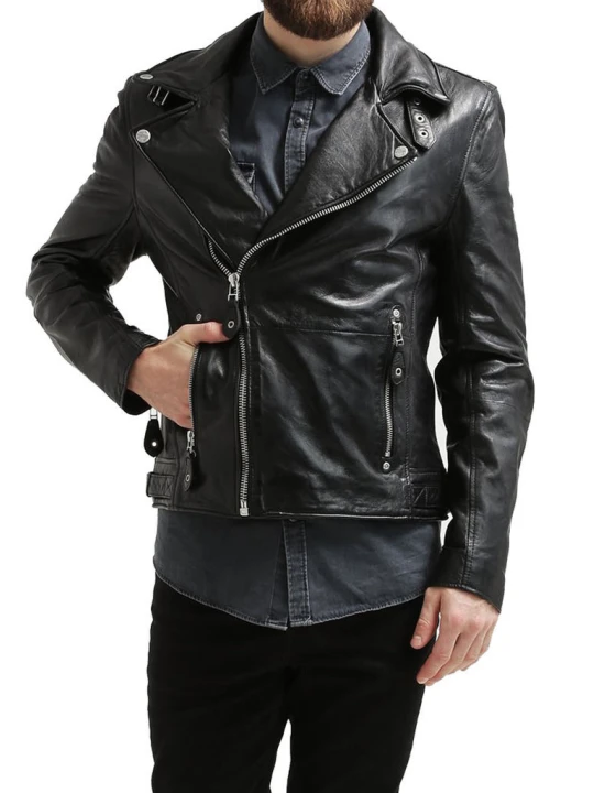 Stylish Hot Black Leather Motorcycle Biker Fashion Jacket