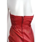 Vintage Red Genuine Leather Party Dress for Women