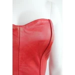 Vintage Red Genuine Leather Party Dress for Women