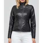 Womens Elegant Style Genuine Black Leather Jacket