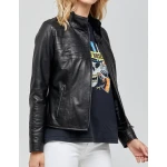 Womens Elegant Style Genuine Black Leather Jacket