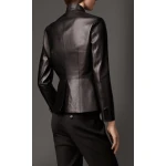 Womens Formal Slim Fit Genuine Black Leather Blazer Jacket