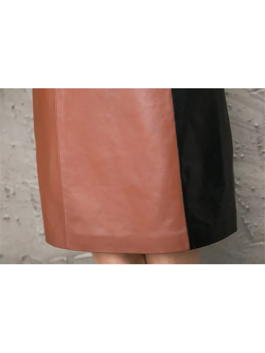 Womens Summer Fashion Genuine Leather Straight Dress