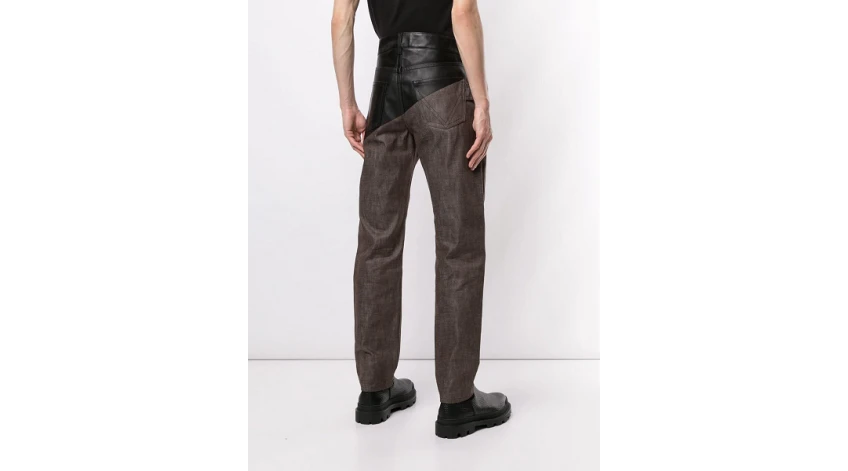 Blending Style: Leather and Denim Hybrid Pants for Men