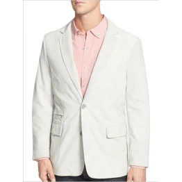 Men Two Button Soft Lambskin White Leather Blazer