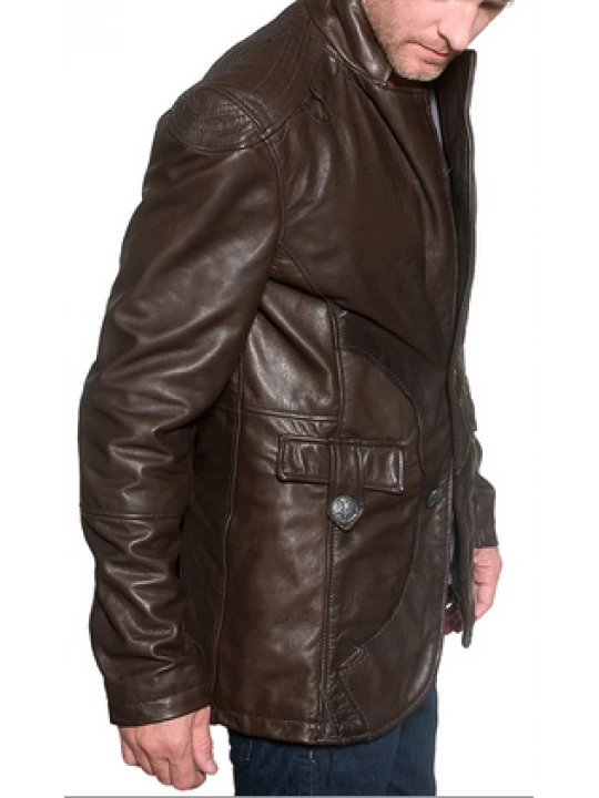 Mens Vintage Brown Designer Leather Blazer