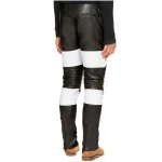 Mens Stylish Quilted Knee Panels Color Block leather Pants